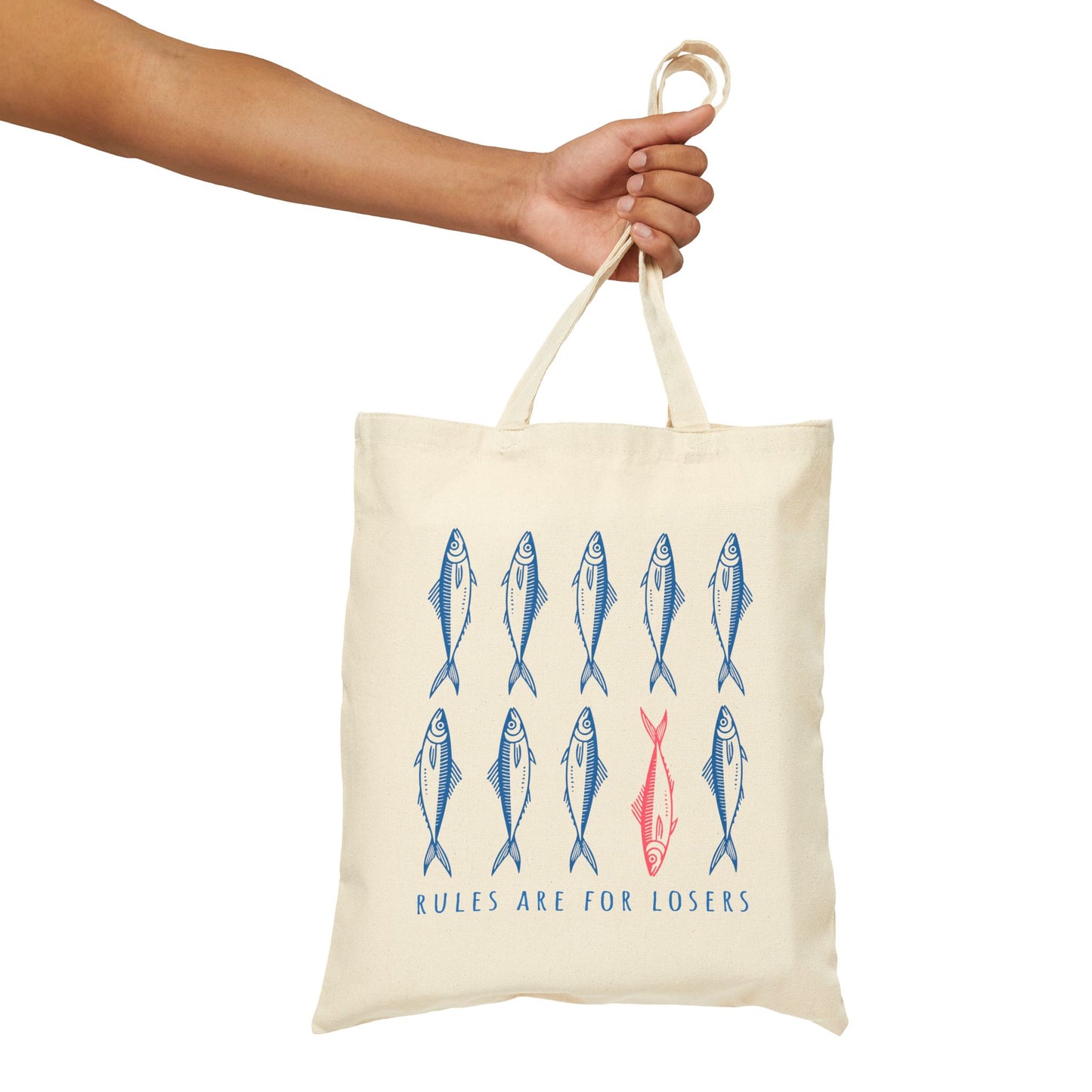 Playful Fish Art Cotton Tote Bag