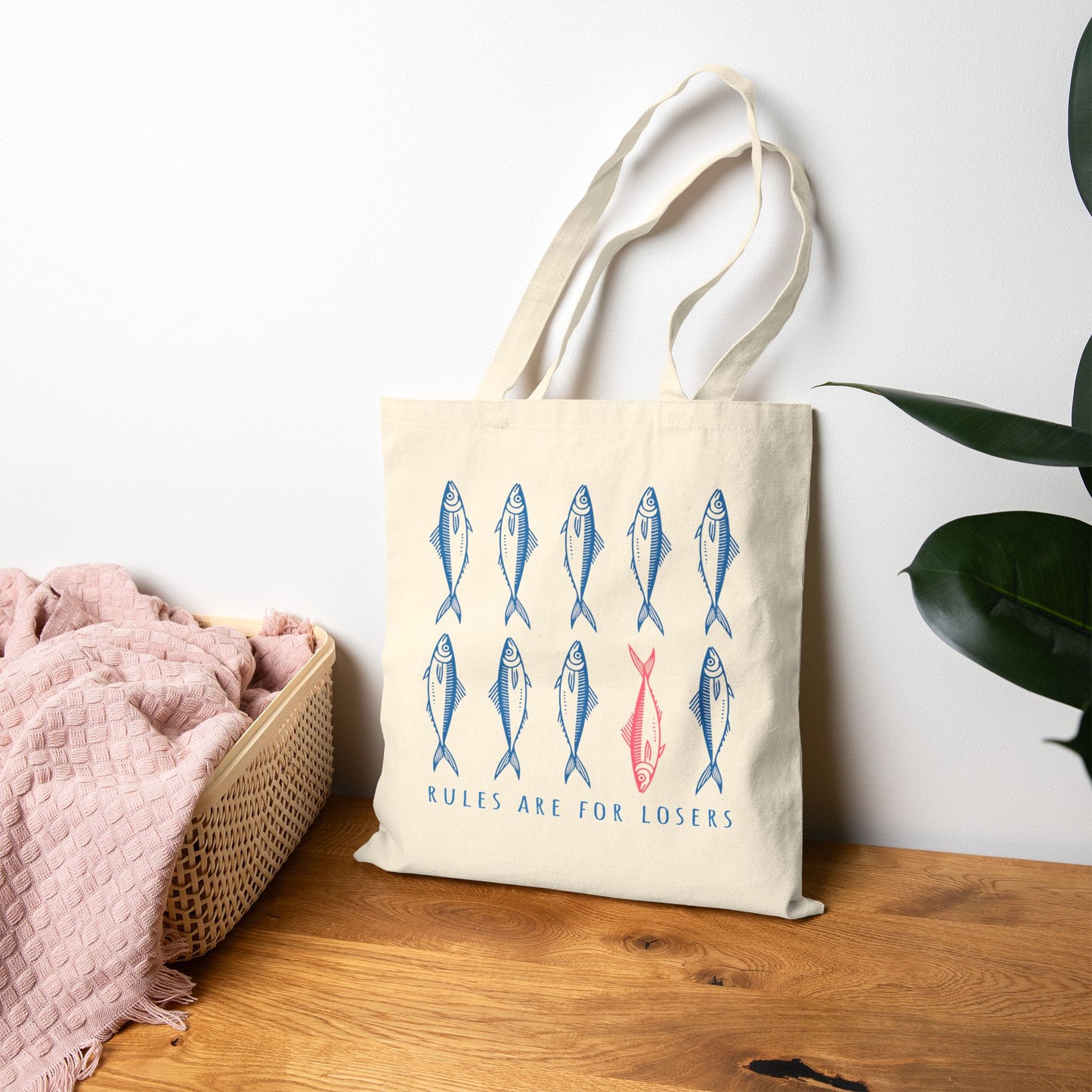 Playful Fish Art Cotton Tote Bag