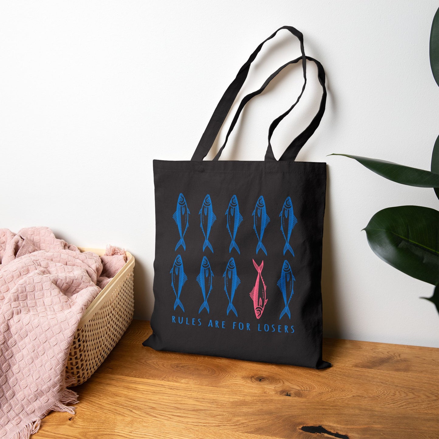 Playful Fish Art Cotton Tote Bag