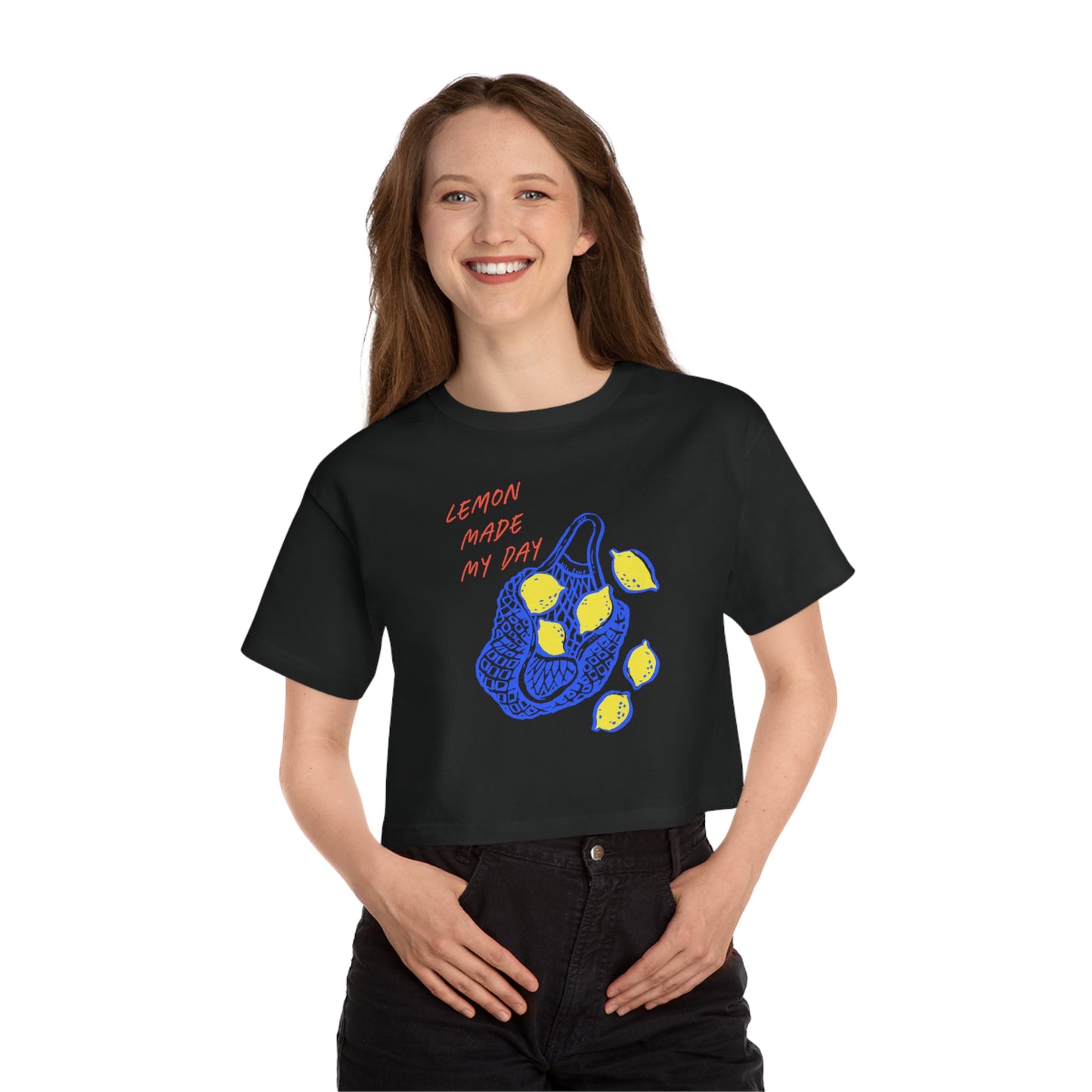 Cropped T-Shirt Featuring 'Lemon Made My Day' Design