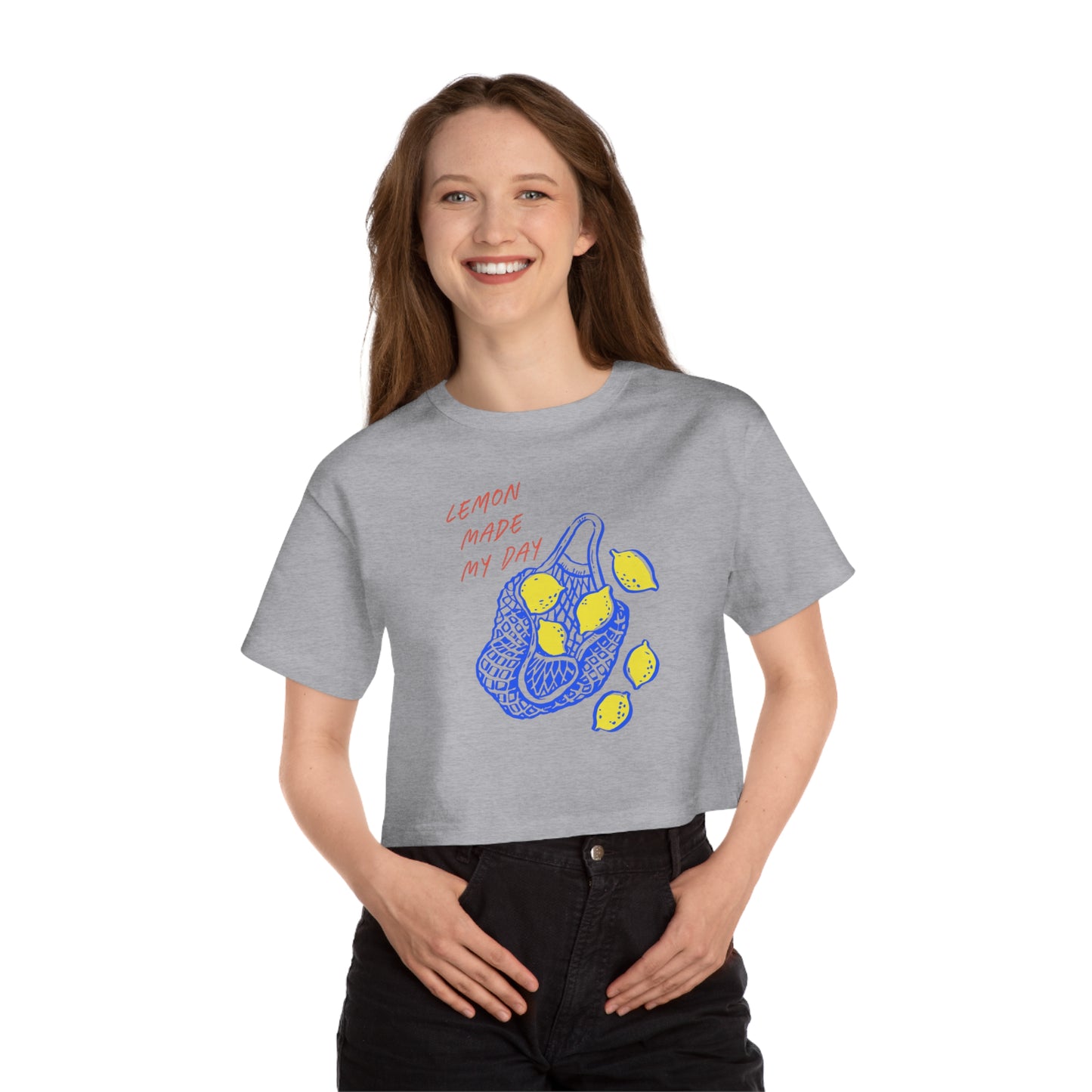 Cropped T-Shirt Featuring 'Lemon Made My Day' Design
