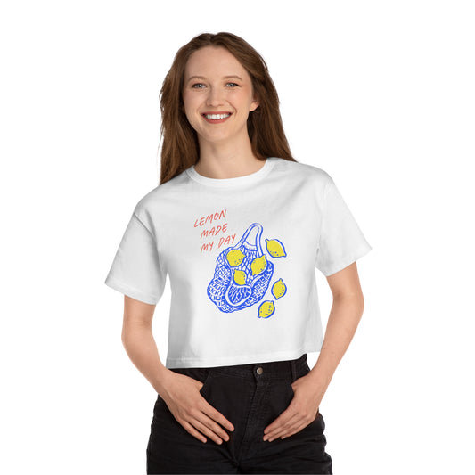 Cropped T-Shirt Featuring 'Lemon Made My Day' Design